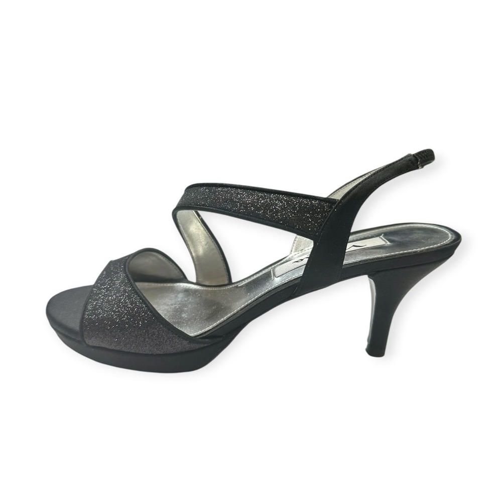 Nina Heeled Sandals Black Excellent Shimmer Sparkle Party Prom Women Size 7